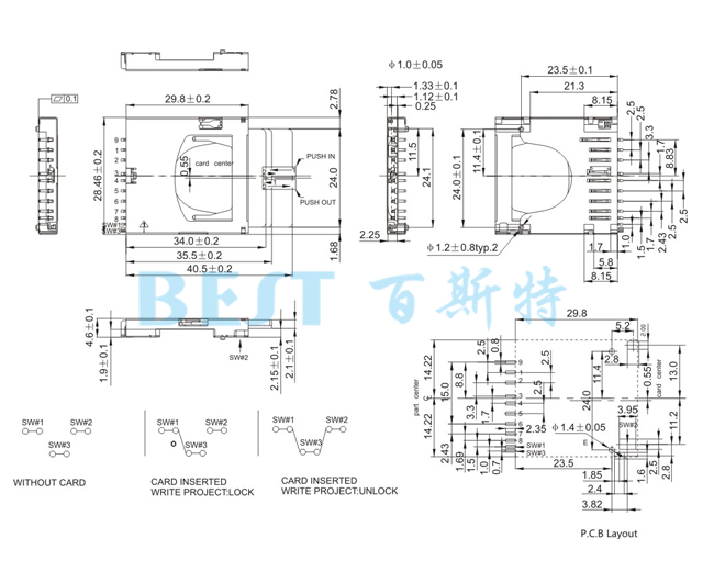 SD卡座SD-JF-46B参考图纸