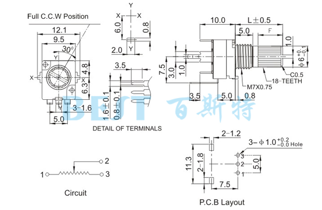 电位器RV9312NO参考图纸